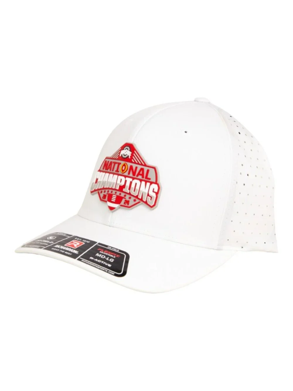 Ohio State Buckeyes 2024 CFP National Champions 3D Laser Perf R-Flex Cap- White